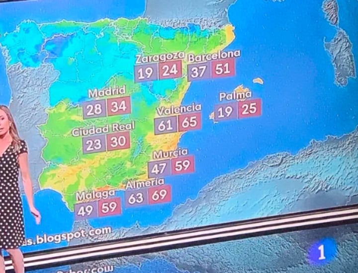 El mapa del tiempo de RTVE / Twitter