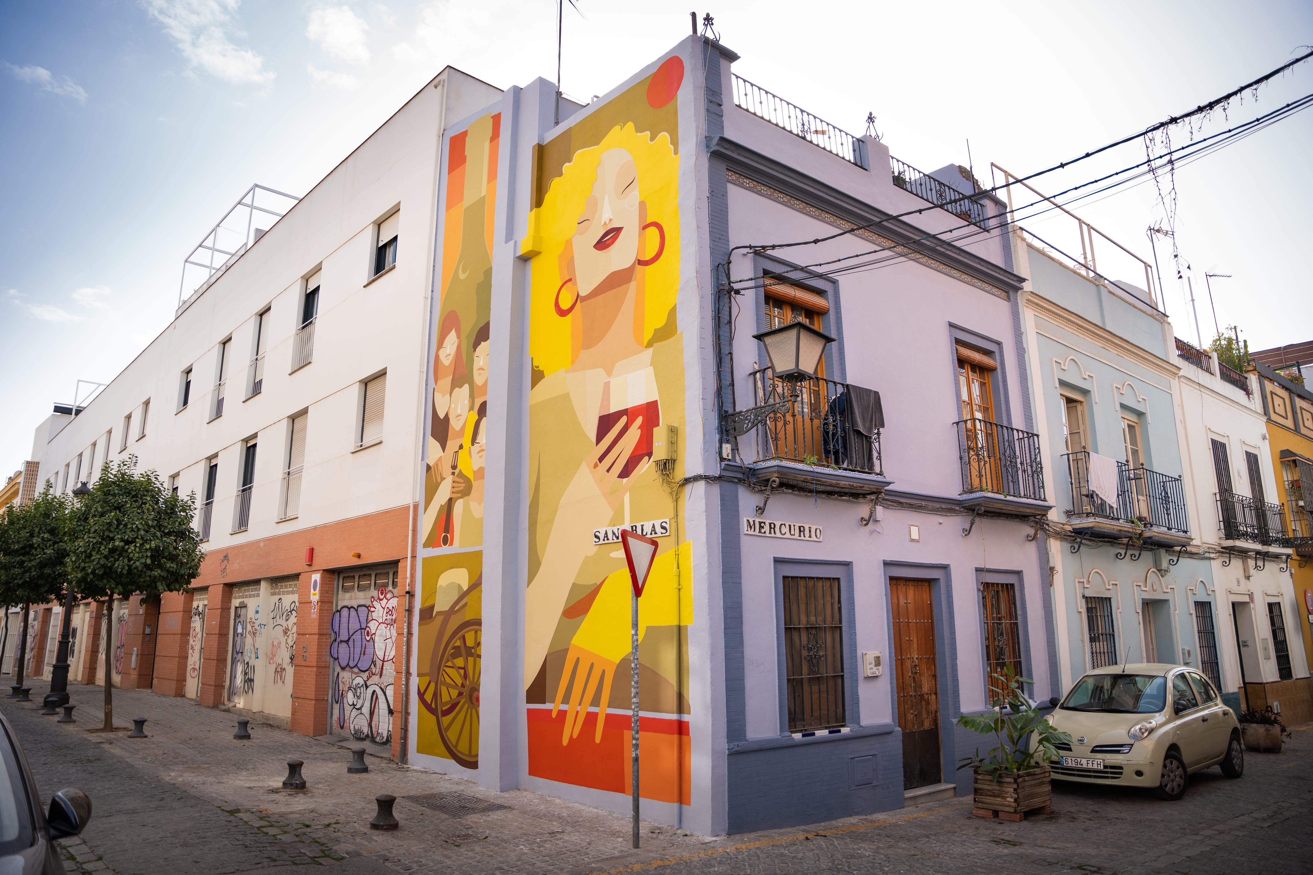 Imagen del mural, en el Casco histórico de Sevilla