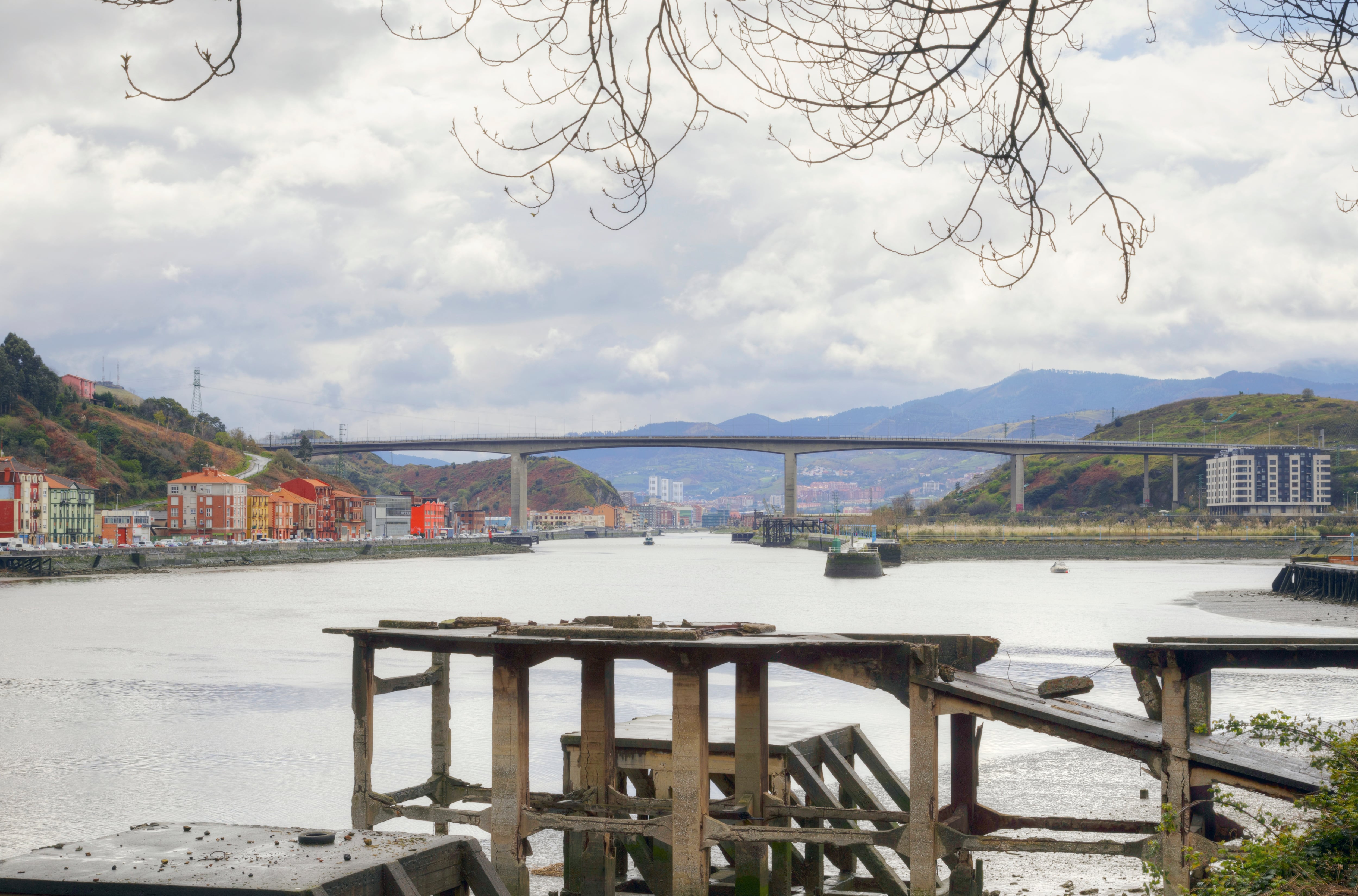 La ría del Nervión y al fondo el puente de Rontegi.