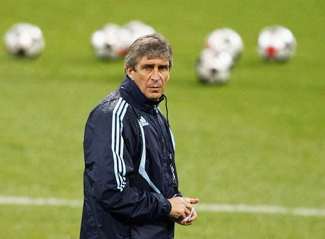 Pellegrini, durante el entrenamiento en San Siro