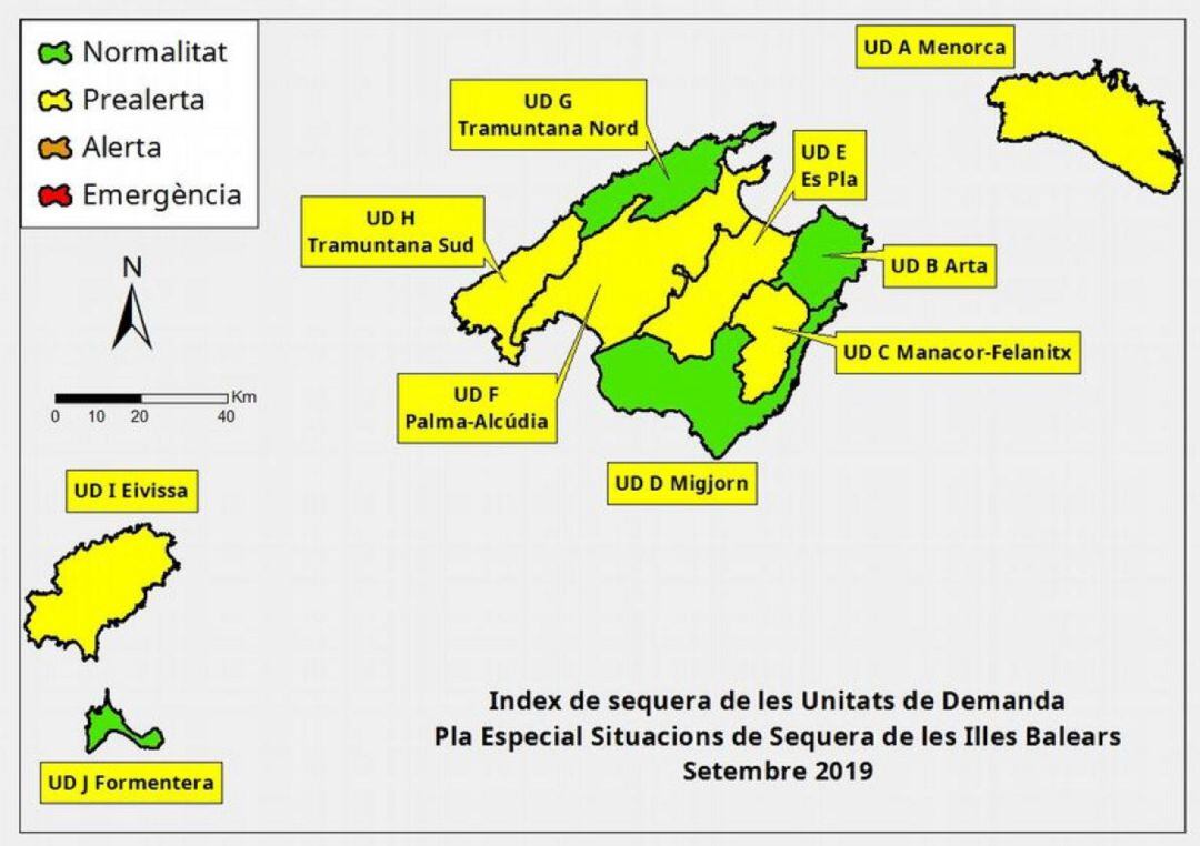 Mapa índice de sequía en Baleares 