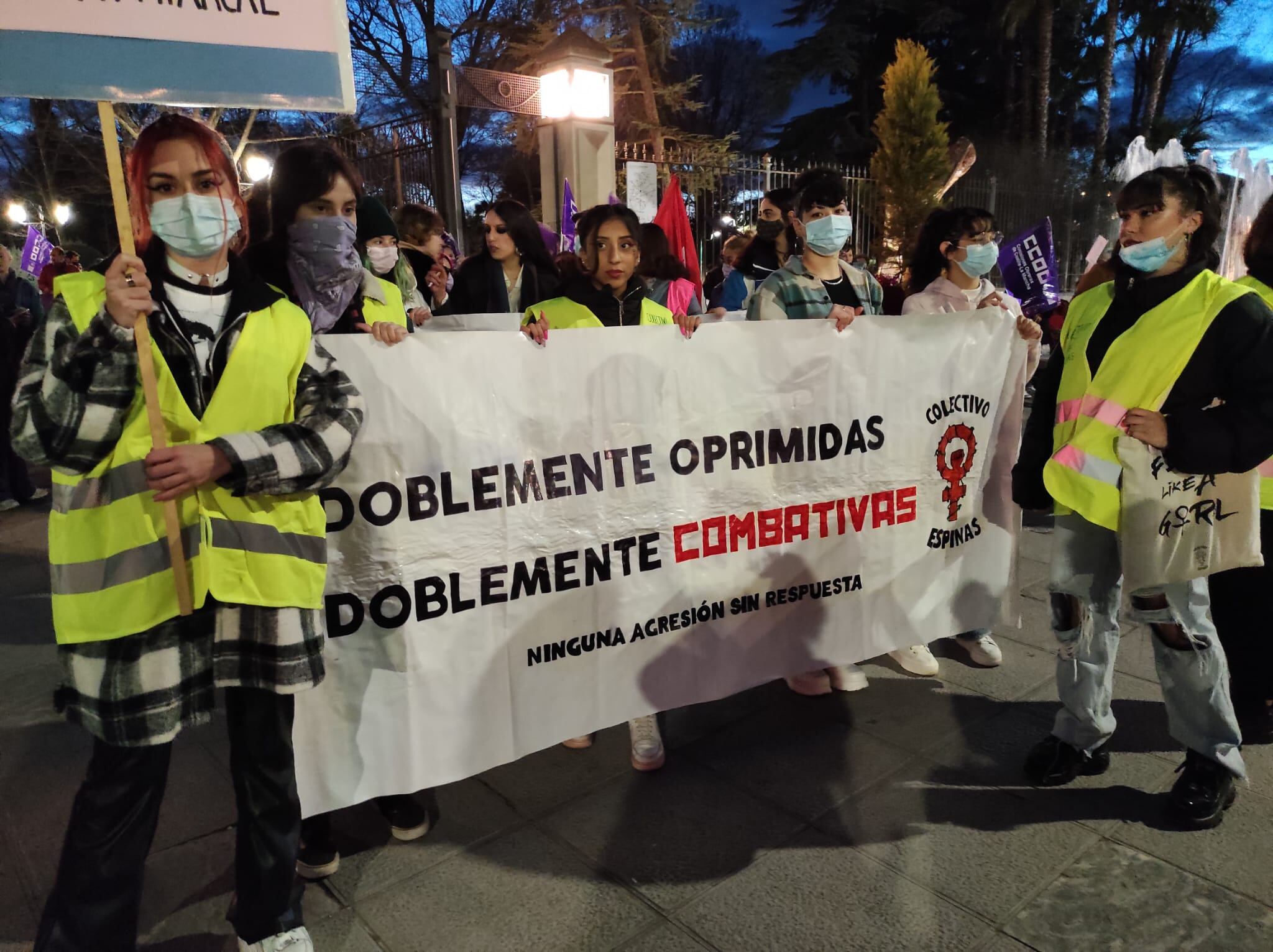 Manifestantes portando una pancarta en Ciudad Real