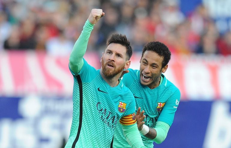 Messi y Meymar, celebrando un gol del Barça 