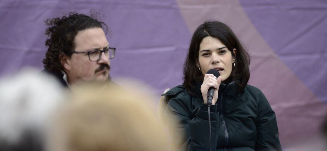 Isabel Serra durante su acto en Fuenlabrada