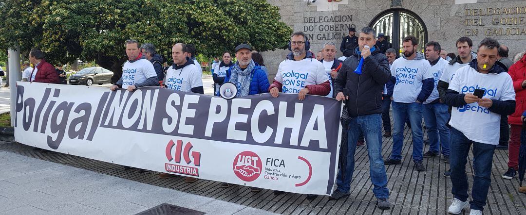 Protesta de los rabajadores de Poligal