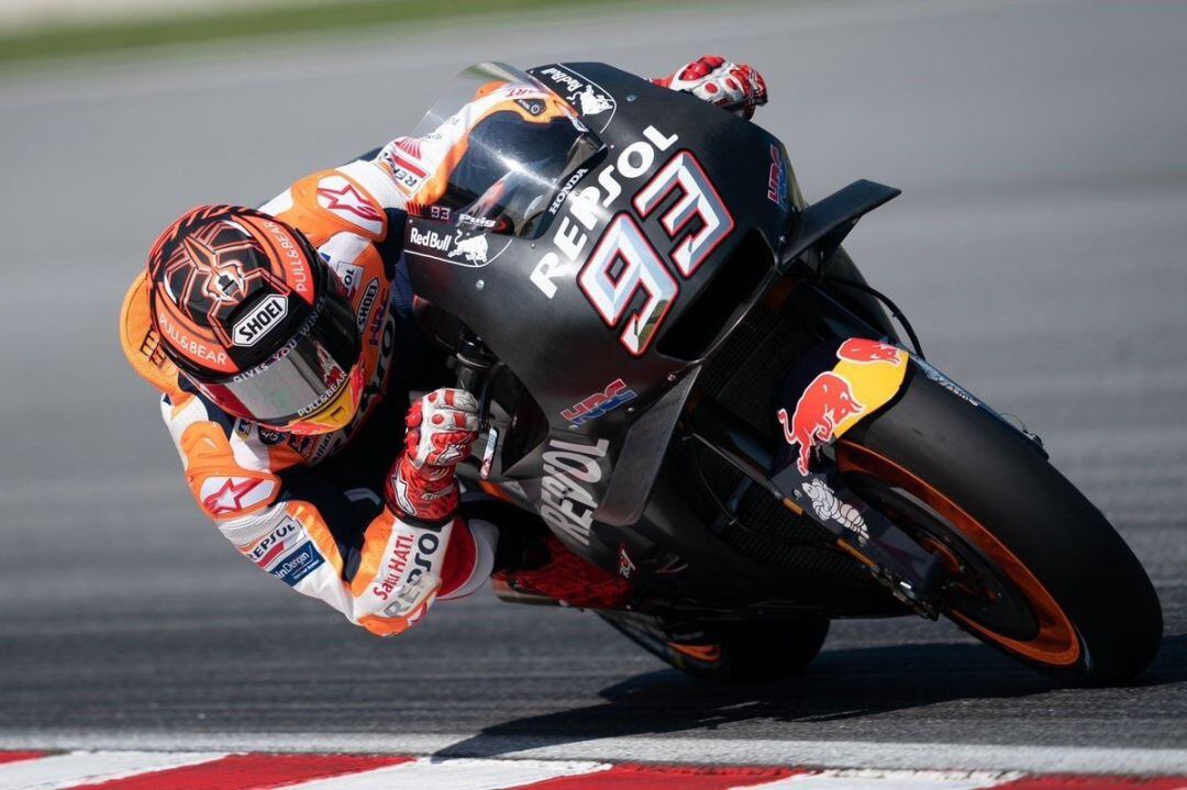 Marc Márquez, en los entrenamientos de pretemporada de Sepang