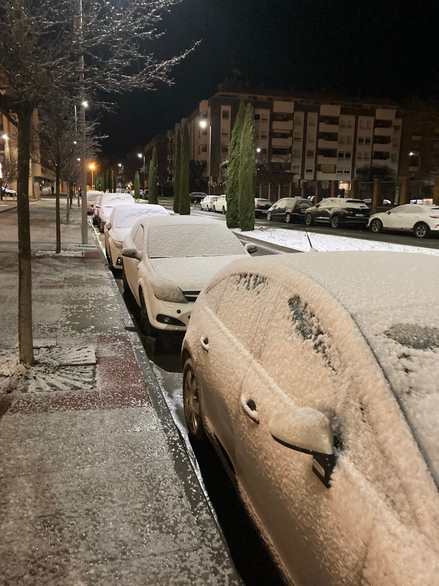 La nieve en Huesca cubría los coches de la calle