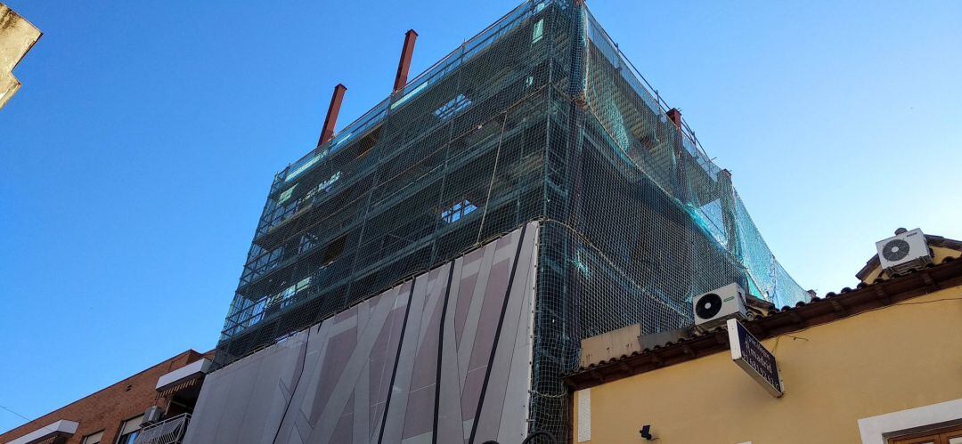 Obras del teatro de la calle Madrid en Getafe 