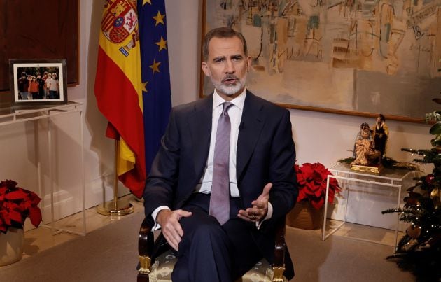 El rey Felipe VI, durante su tradicional mensaje navideño.