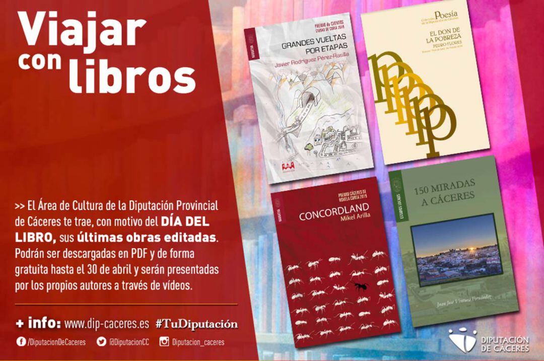 Cartel de Viajar con Libros de la Diputación Provincial de Cáceres