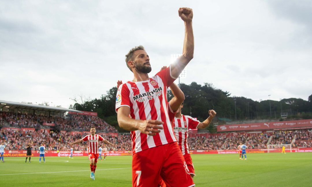 Stuani celebrant un dels quatre gols que ha marcat aquesta temporada.