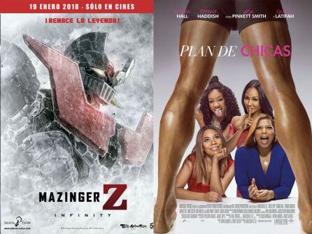 Carteles de &quot;Mazinger Z&quot; y &quot;Plan de chicas&quot;