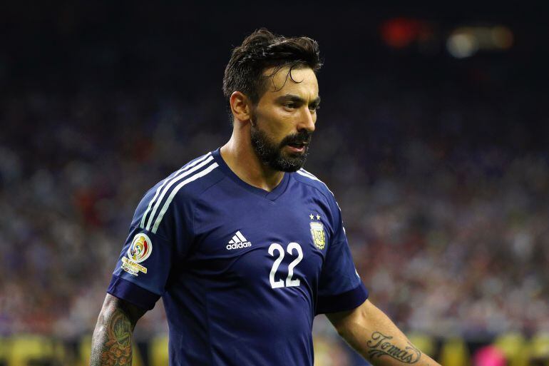 Lavezzi, durante un partido con la selección argentina