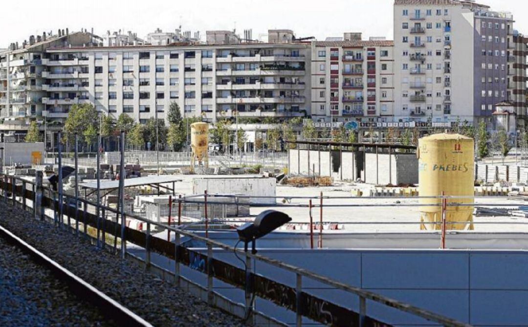 Obres a la plaça Europa de Girona