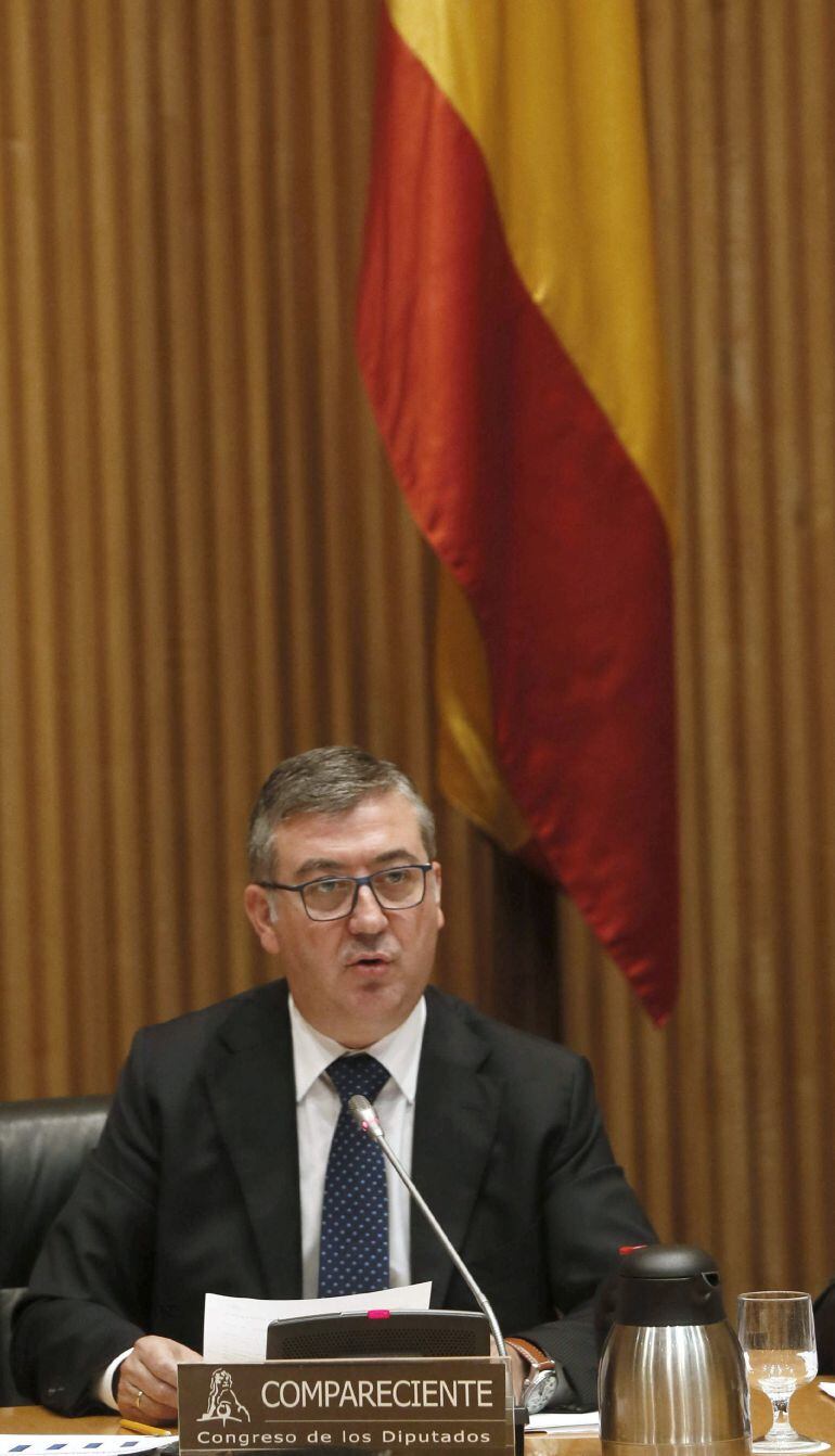 El secretario de Estado de Educación, FP y Universidades, Marcial Marín, durante su comparecencia hoy en el Congreso.