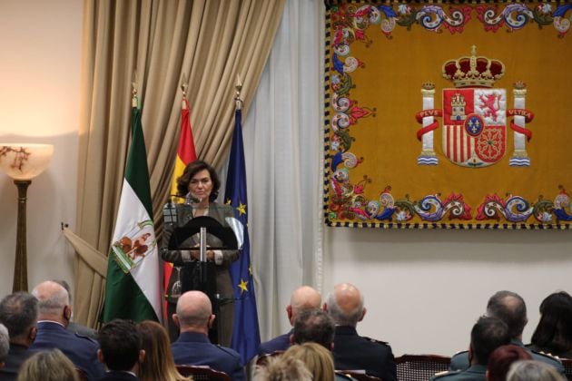 Carmen Calvo durante su intervención en el acto oficial