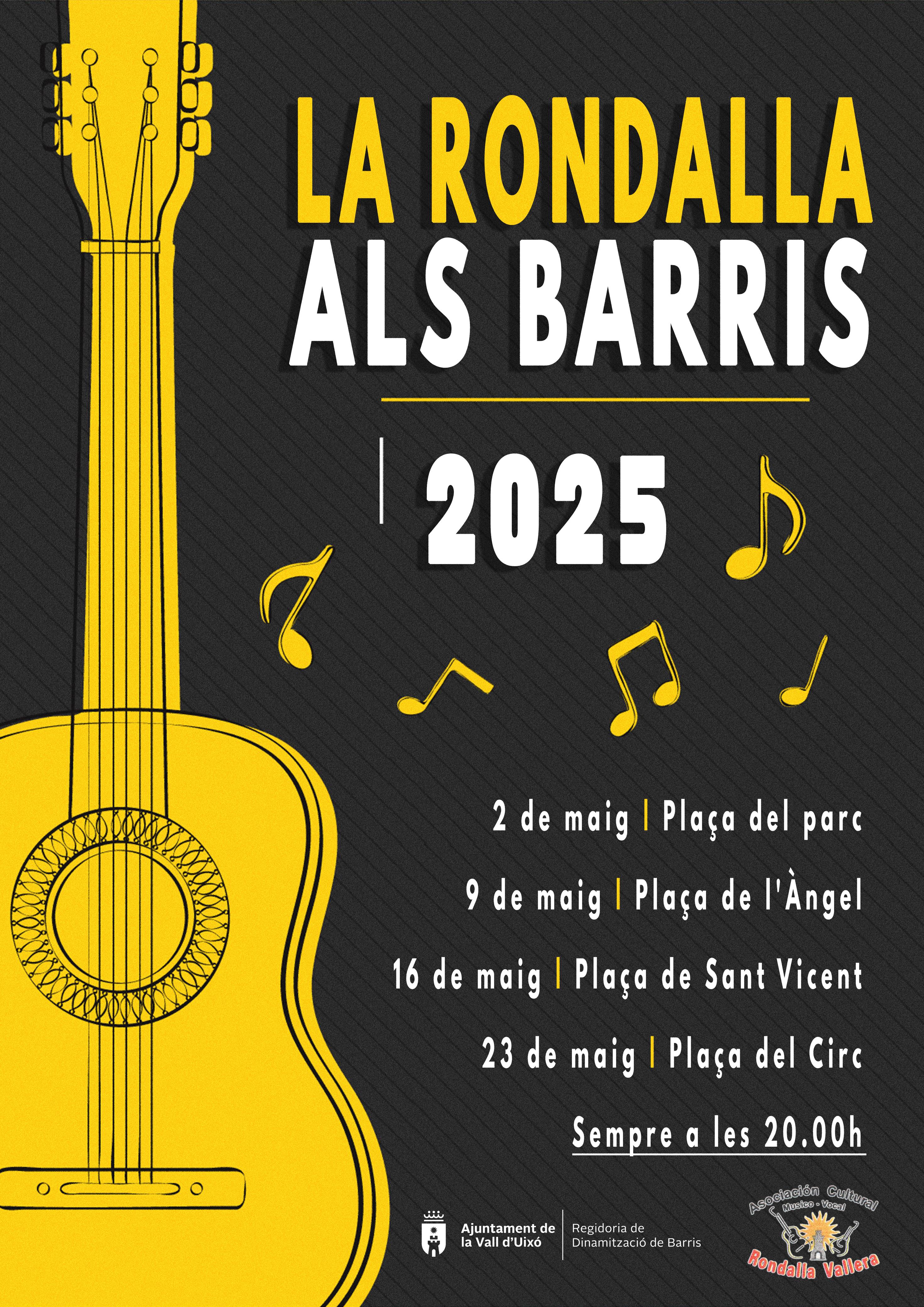 Cartel &quot;La Rondalla als Barris 2025&quot; de la Vall d´Uixó