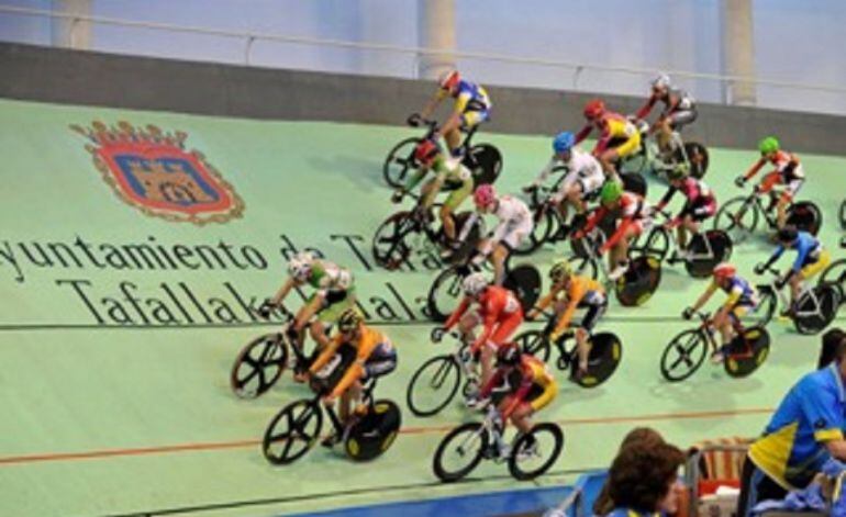 Un momento del Nacional de Ciclismo en Pista en Tafalla, Navarra.