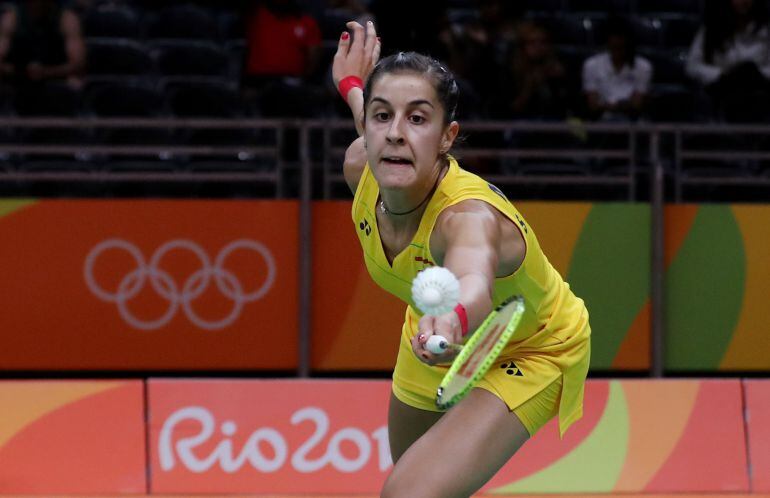 Carolina Marín, en su partido ante la finlandesa Nanna Vainio.