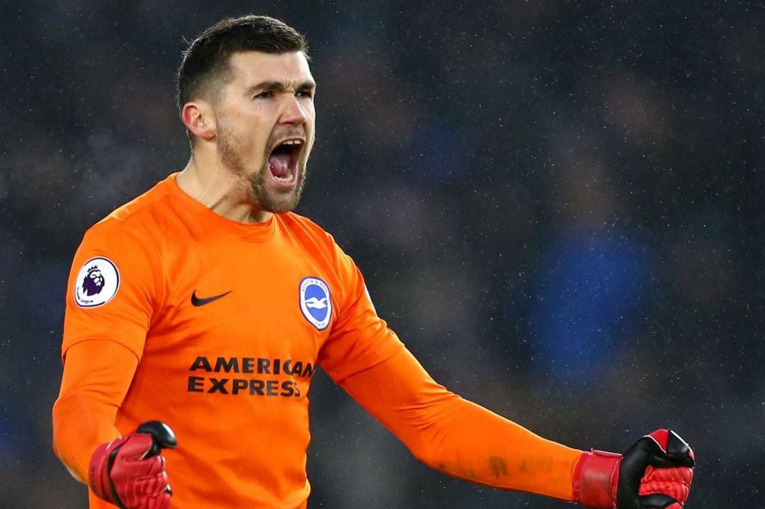 Ryan celebra un gol de su equipo, el Brighton, en la Premier League