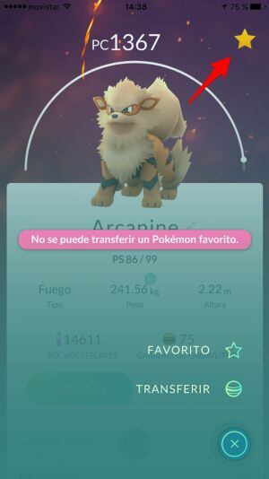 Marcar un Pokémon como favorito.