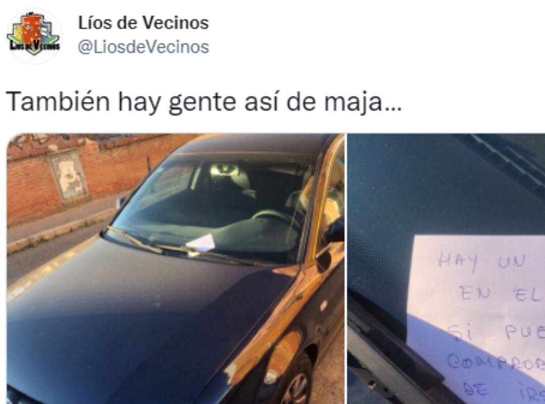 Un cartel puede salvar la vida de un gato escondido en un coche.