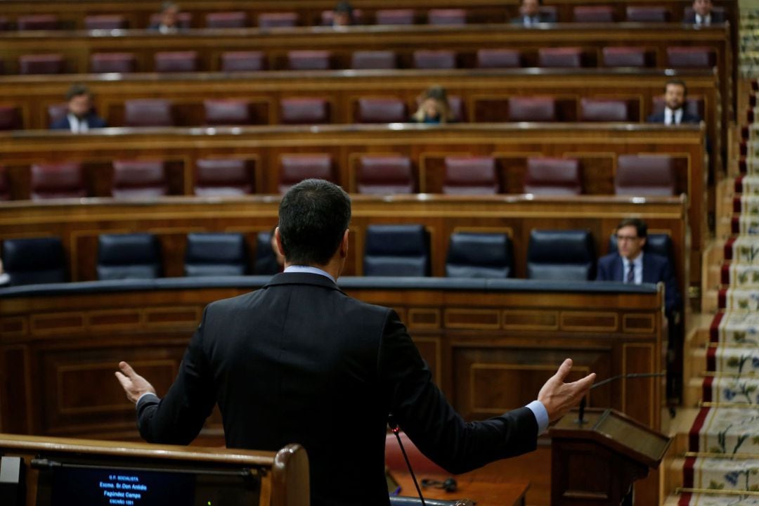 El presidente del Gobierno, Pedro Sánchez, en una sesión de control al Gobierno en el Congreso de los Diputados