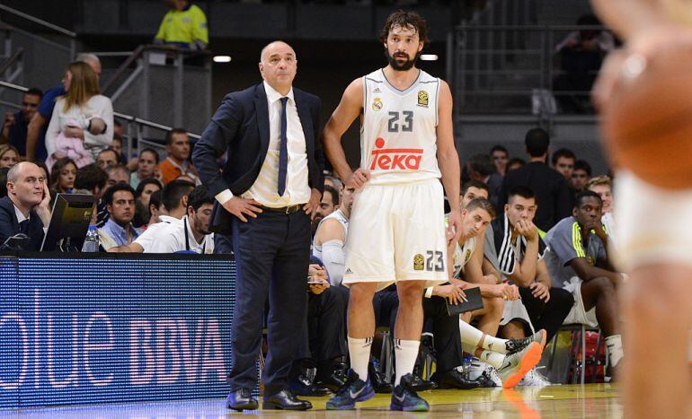 Laso y Llull, juntos en el partido que el Real Madrid jugó contra los Boston Celtics