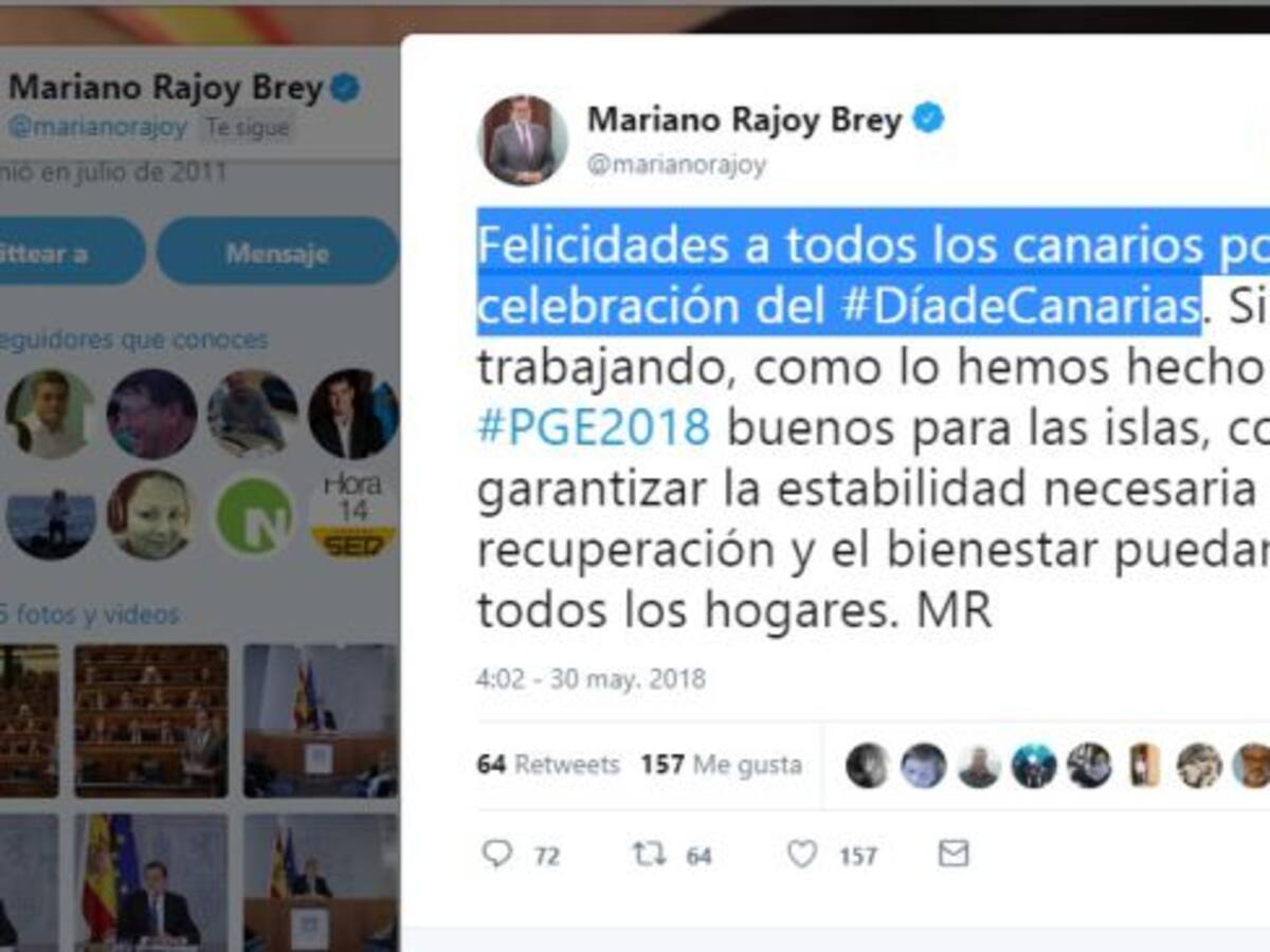 Rajoy se acuerda de la celebración del Día de Canarias