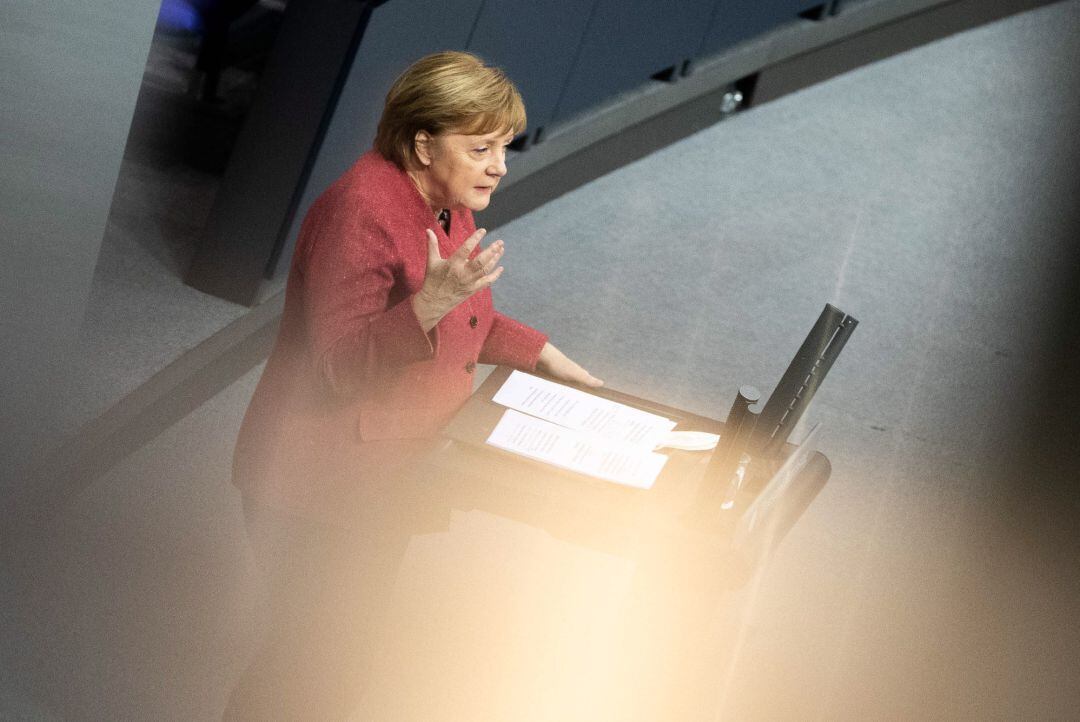 La canciller alemana, Angela Merkel, en el parlamento alemán