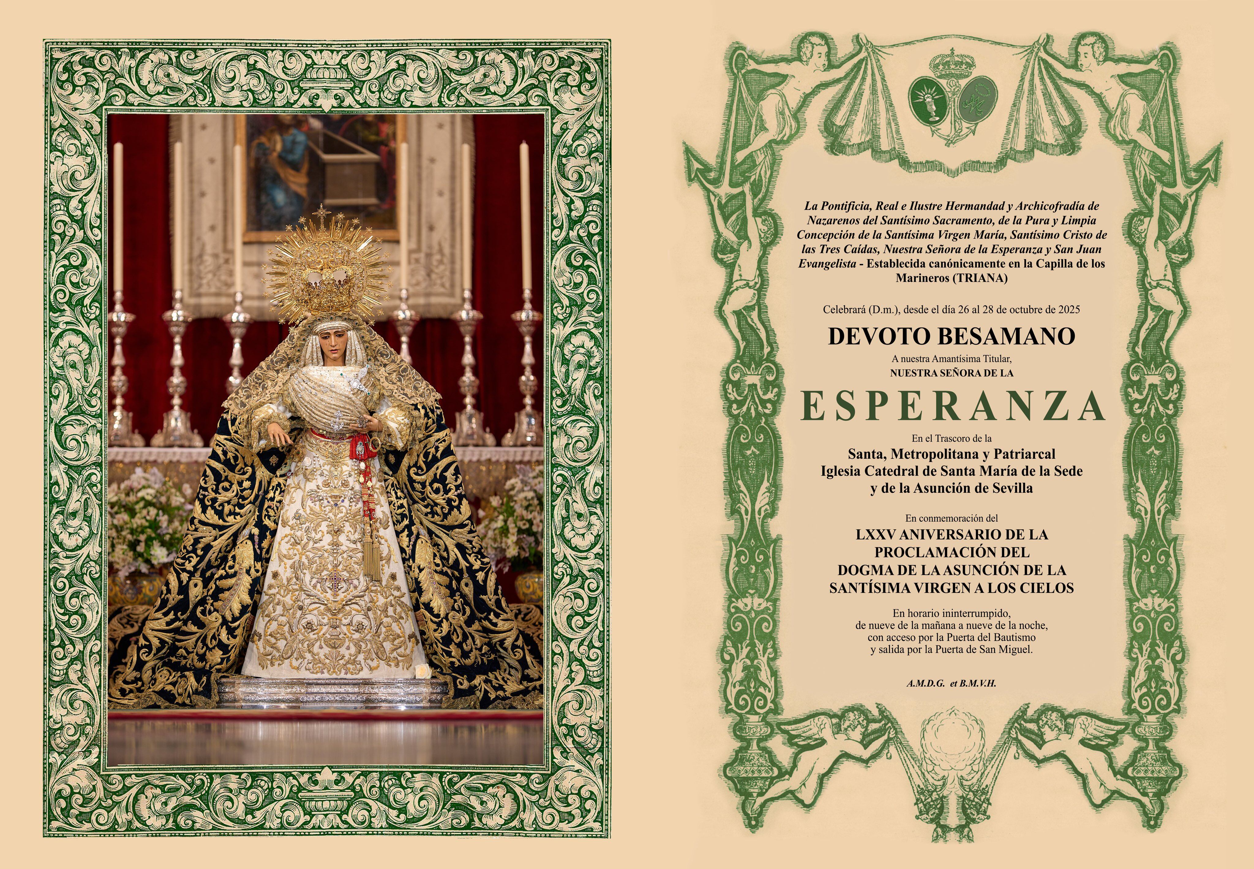 Convocatoria del besamano a la Esperanza de Triana en la Catedral