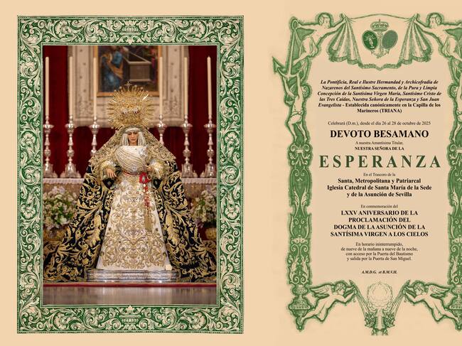 Convocatoria del besamano a la Esperanza de Triana en la Catedral