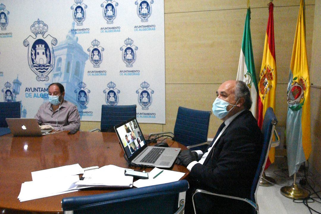 Landaluce durante la reunión telemática.