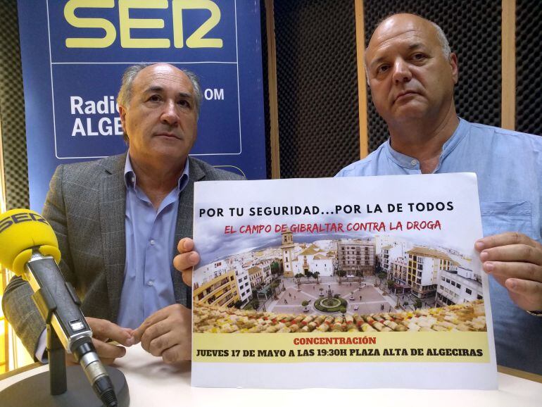El alcalde de Algeciras, José Ignacio Landaluce y el presidente de Barrio Vivo, Pepe Díaz, durante su intervención en Hoy por Hoy campo de Gibraltar.