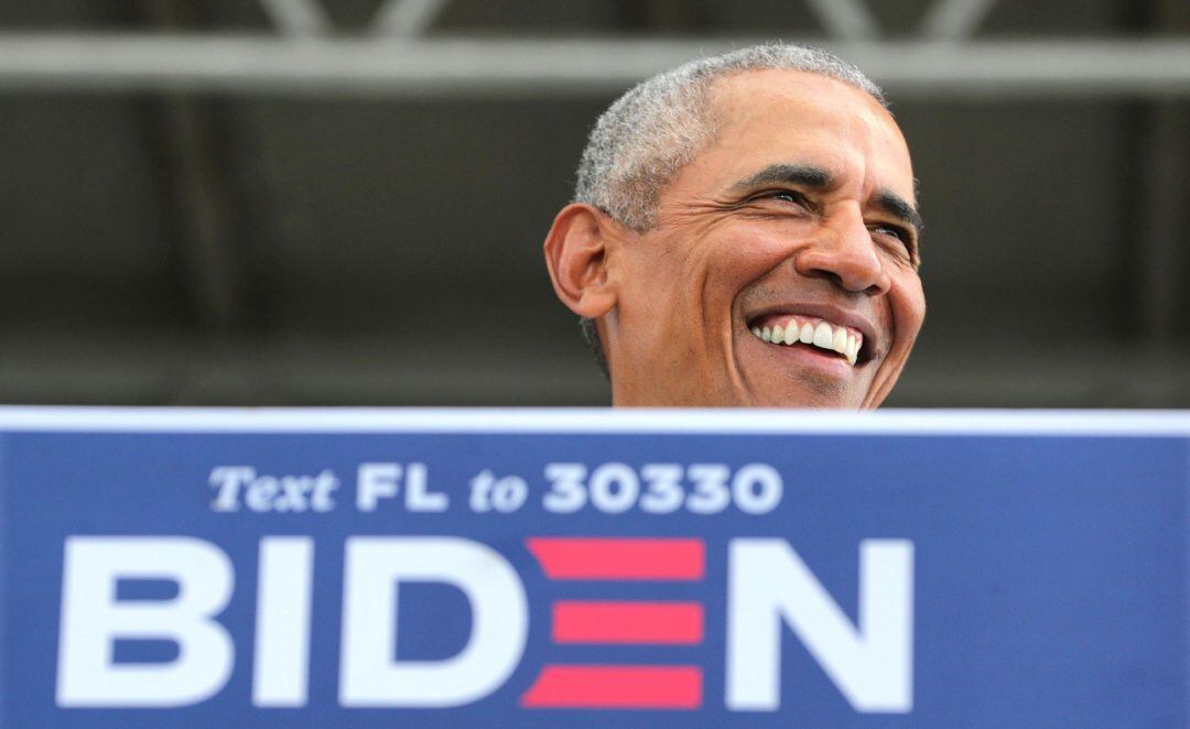 El expresidente de EEUU Barack Obama, durante un mítin del candidato demócrata, Joe Biden, en Florida.