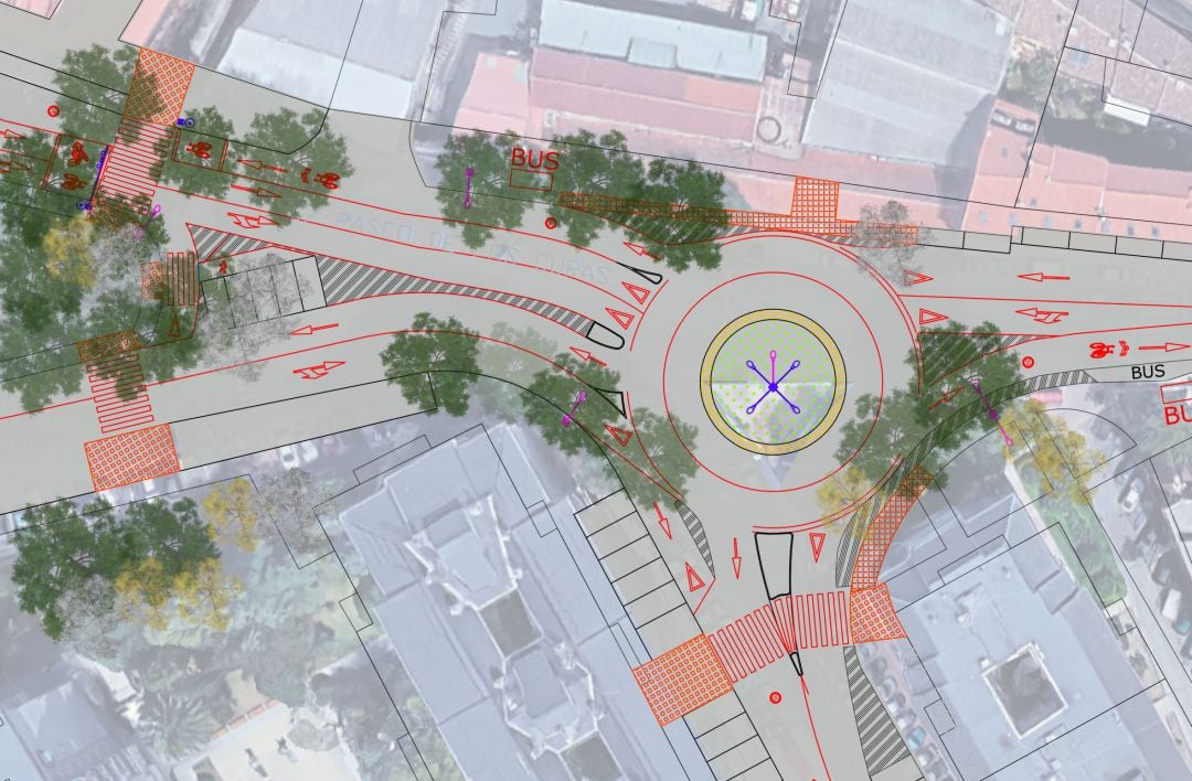 Esquema del proyecto de cuatro nuevas rotondas para el entorno del casco histórico de Alcalá de Henares.