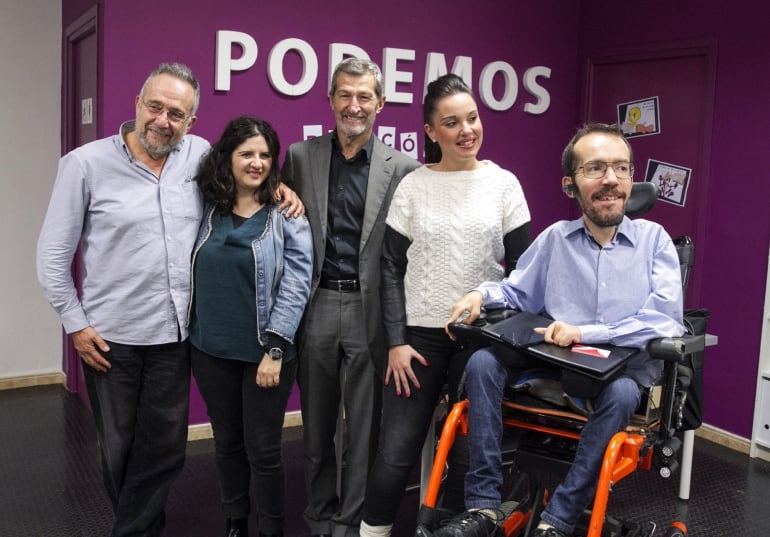 Los tres candidatos de Podemos en Zaragoza, Pablo Echenique y Maru Díaz.