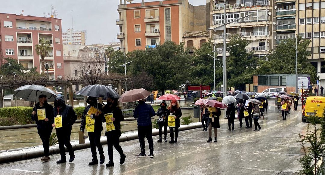 Manifestación de profesionales de la peluquería y la estética celebrada este miércoles en Jaén capital.