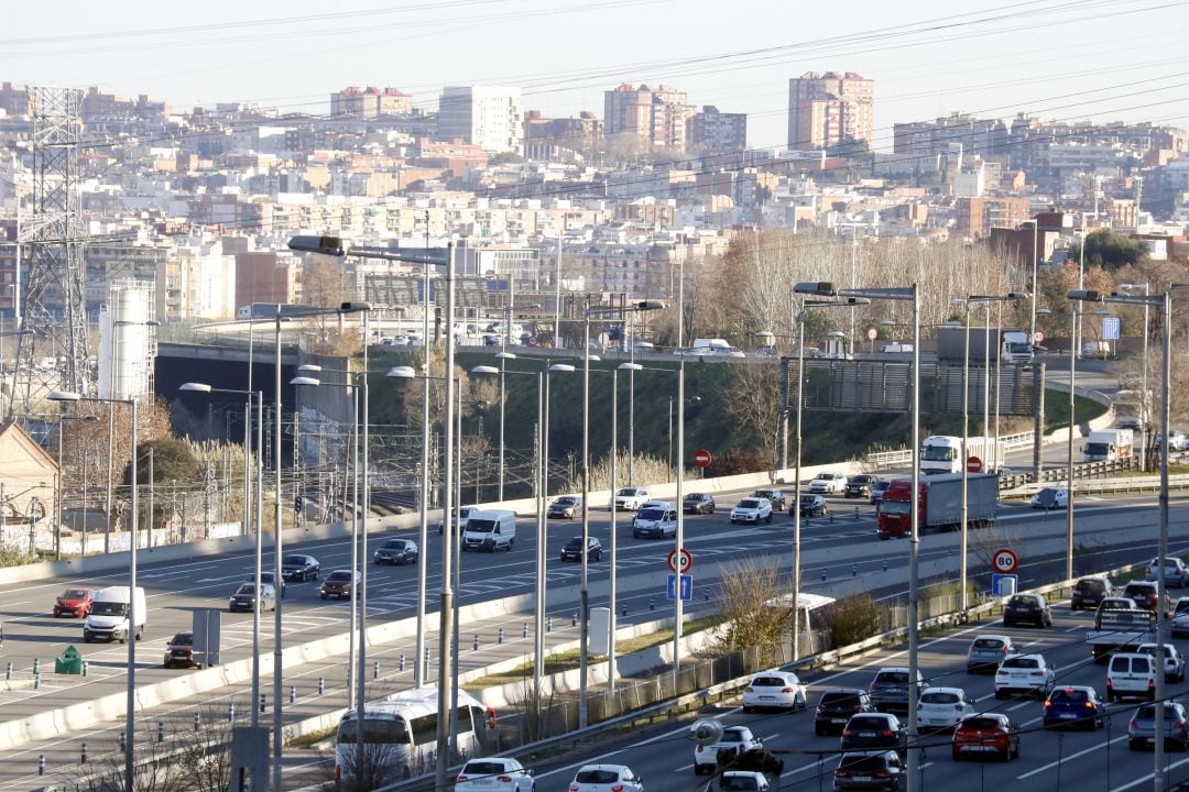 La C-58 en el punt d'enllaç amb el nus de la Trinitat
