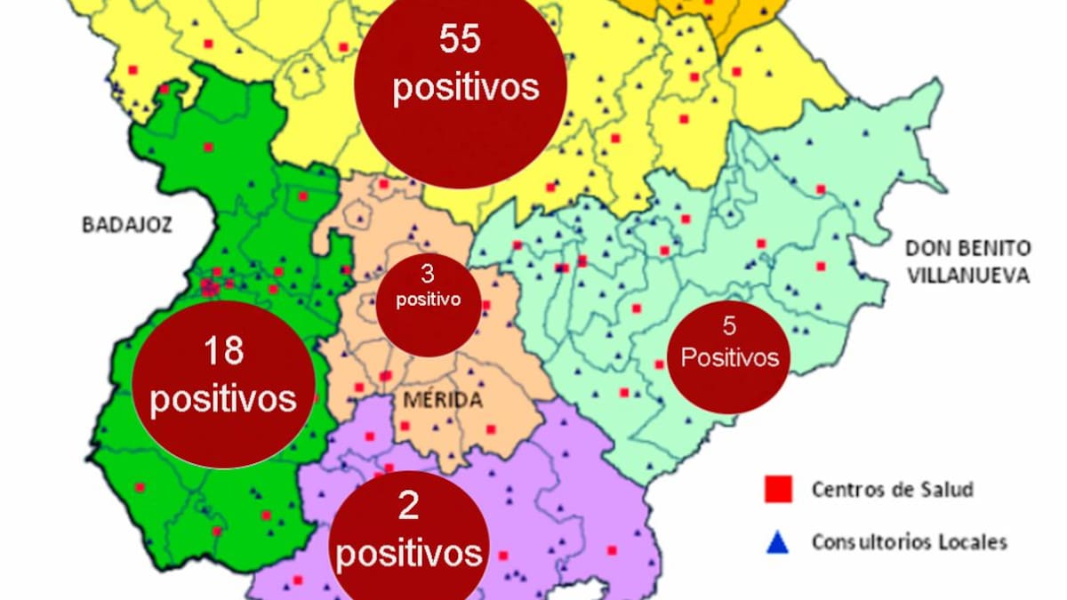 95 positivos por coronavirus en Extremadura, 55 de ellos en el área de Cáceres
