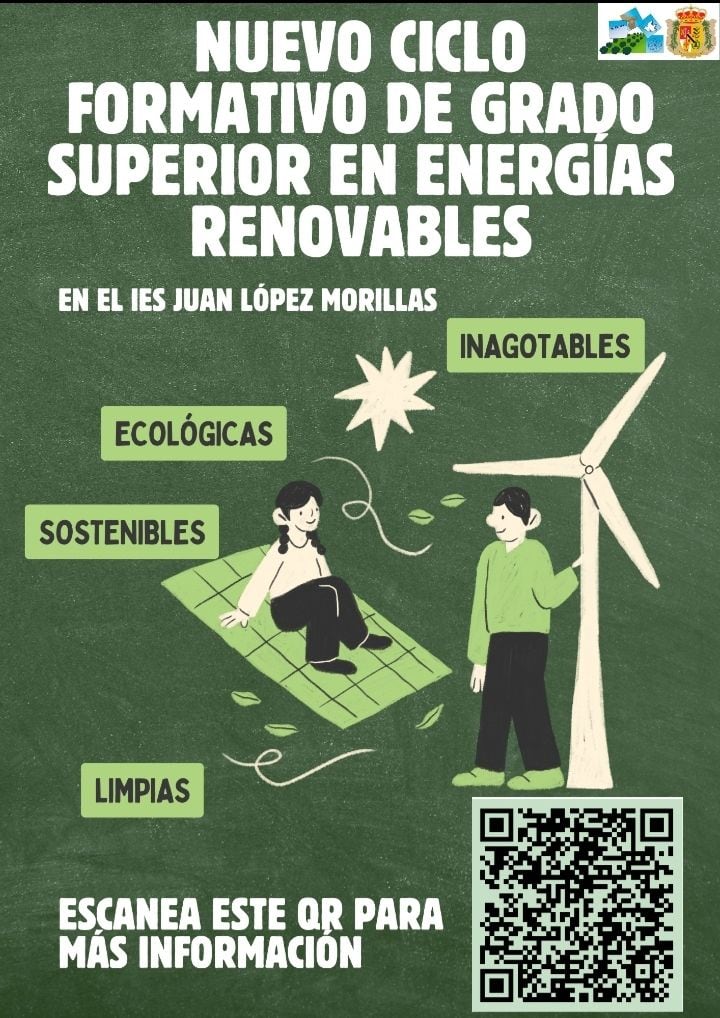 Cartel anunciador con el nuevo ciclo de Grado Superior 'Energías Renovables' en el IES 'Juan López Morillas de Jódar