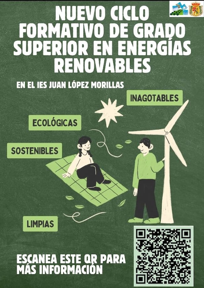 Cartel anunciador con el nuevo ciclo de Grado Superior 'Energías Renovables' en el IES 'Juan López Morillas de Jódar