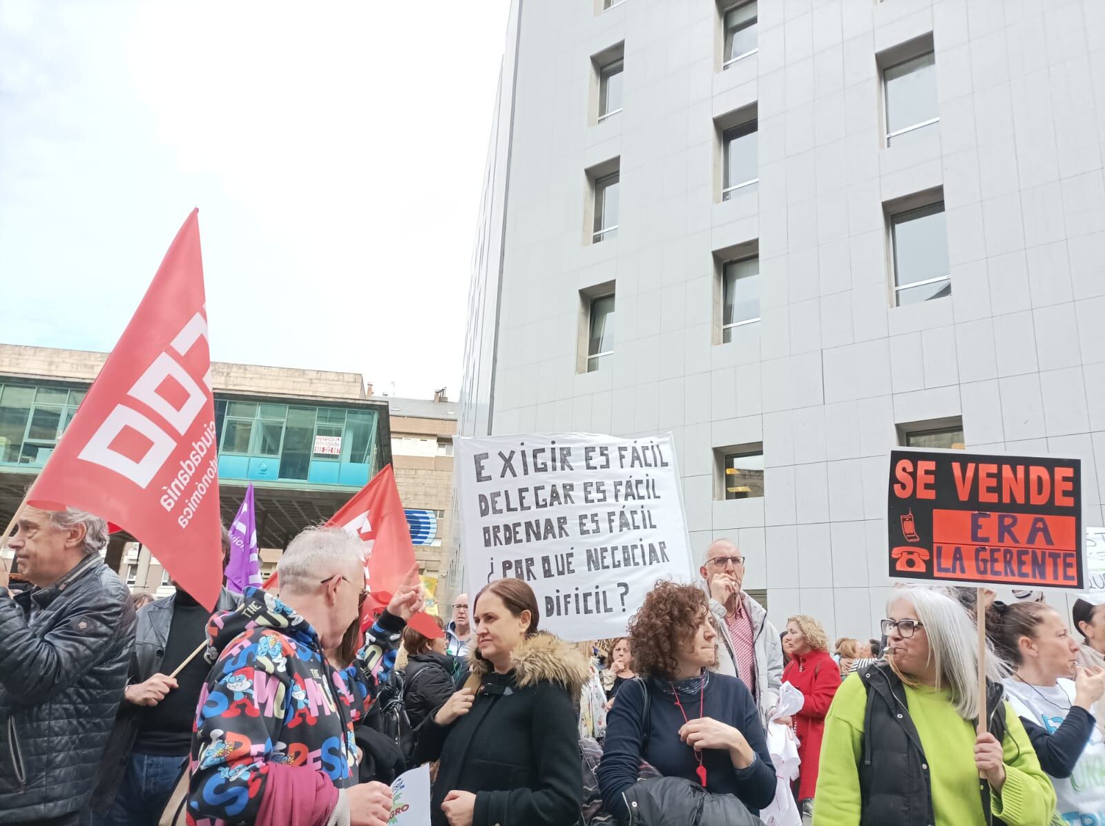 Los trabajadores de las residencias de mayores, durante la protesta