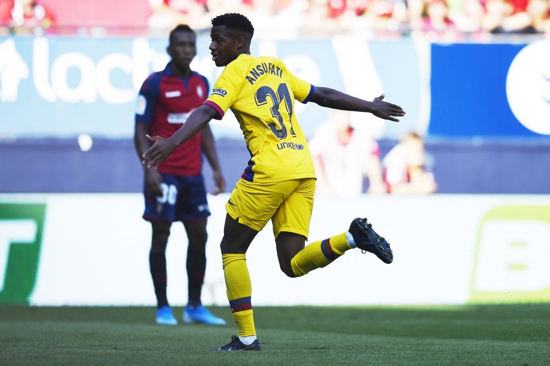 Ansu Fati, celebrando el gol que le hizo a Osasuna