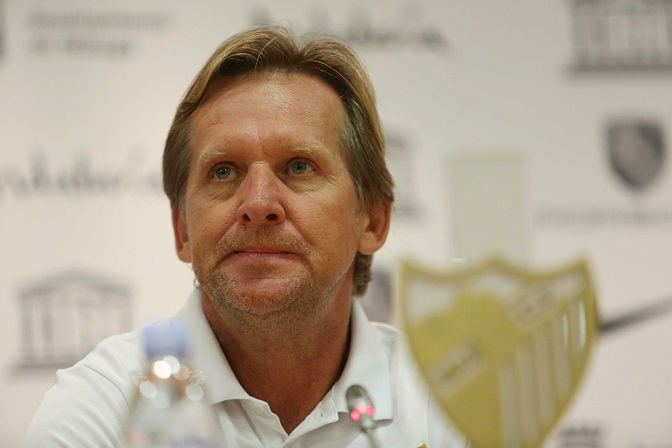 Schuster, durante una rueda de prensa con el Málaga