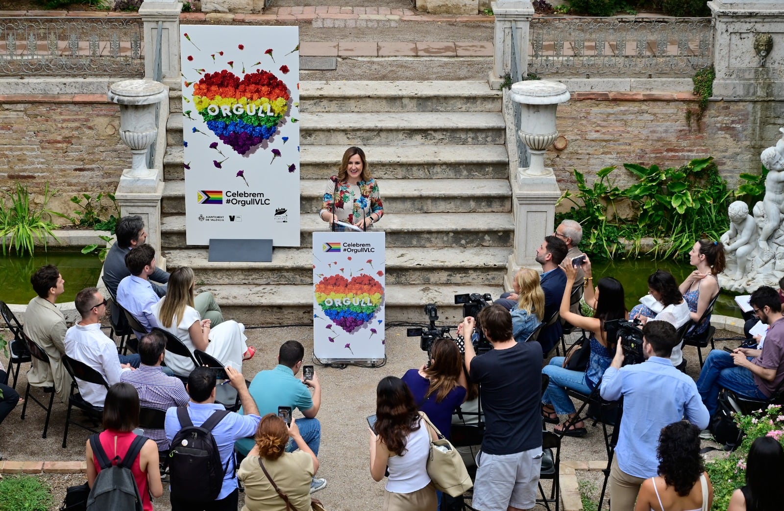 La alcaldesa de València, María José Catalá, en la presentación de la Fiesta del Orgullo en los Jardines de Monforte