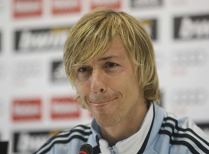 Guti, durante la rueda de prensa