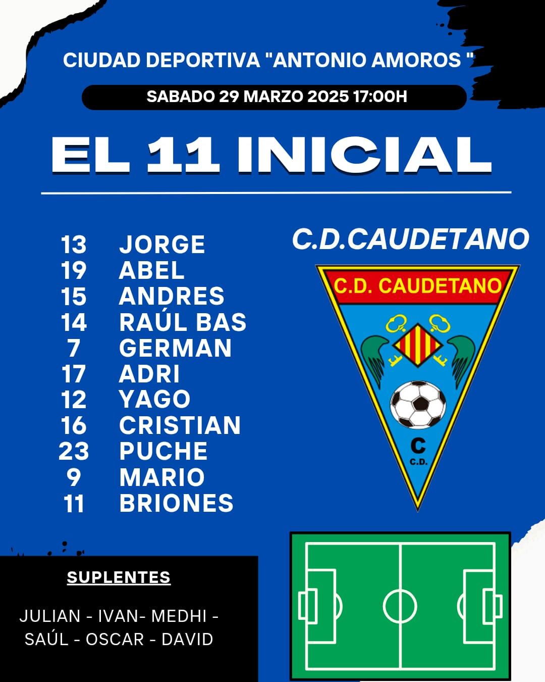 Alineación inicial del partido