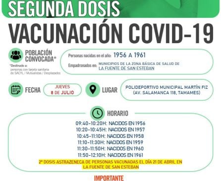 Información de la vacunación en La Fuente de San Esteban