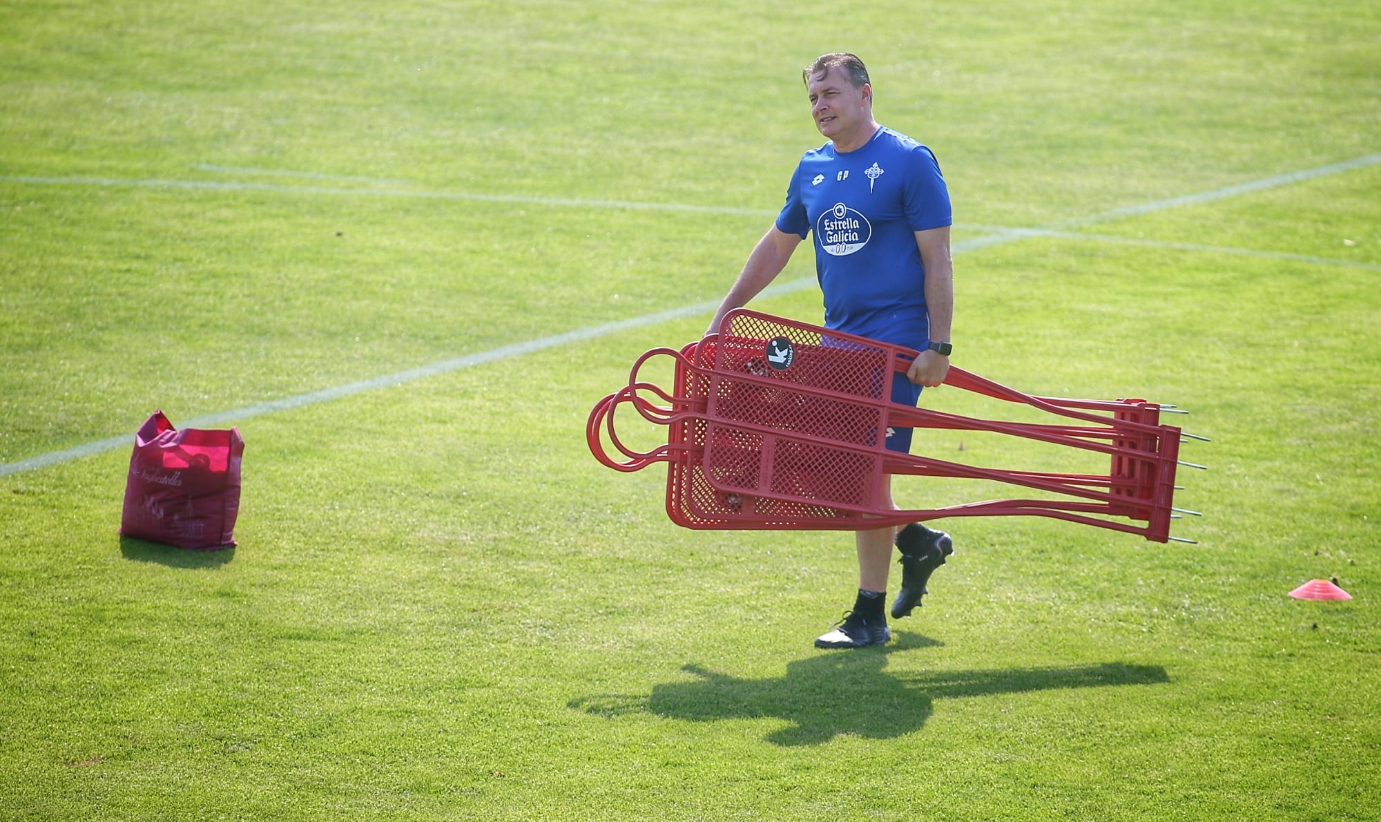 Cristóbal Parralo, en el primer entrenamiento de esta pretemporada en A Gándara